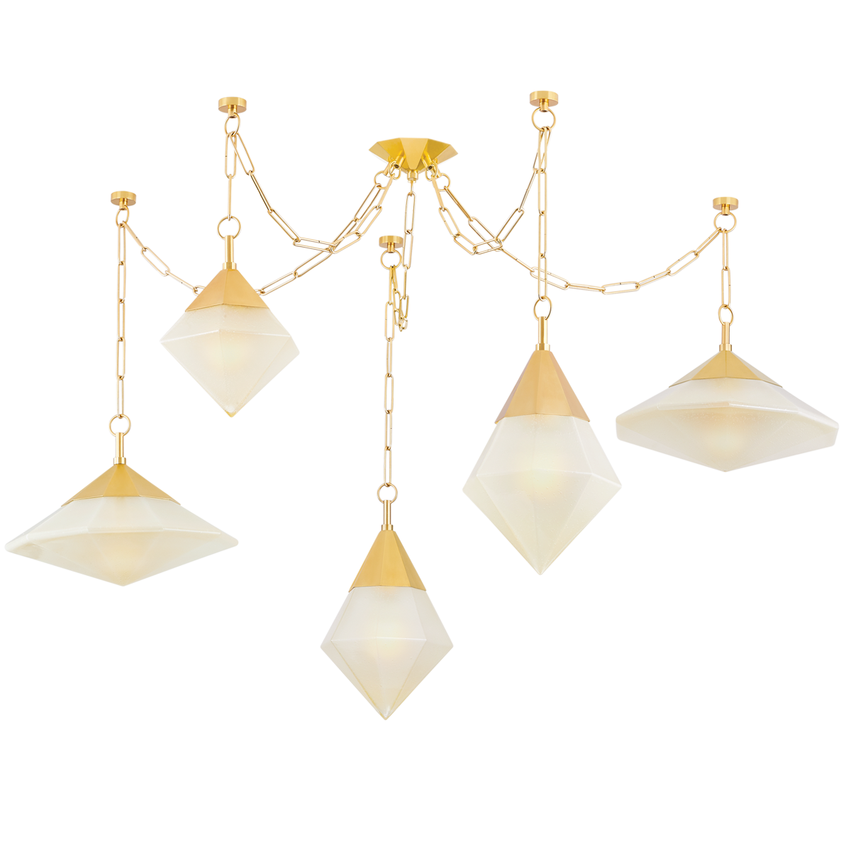 Suspension en acier laiton poli ancien 149x96cm Angelique - Corbett Lighting