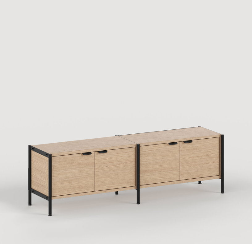 console-basse-avec-4-portes-en-bois-eco-certifie-et-acier-noir-graphite-50x164cm-unit-tiptoe-1