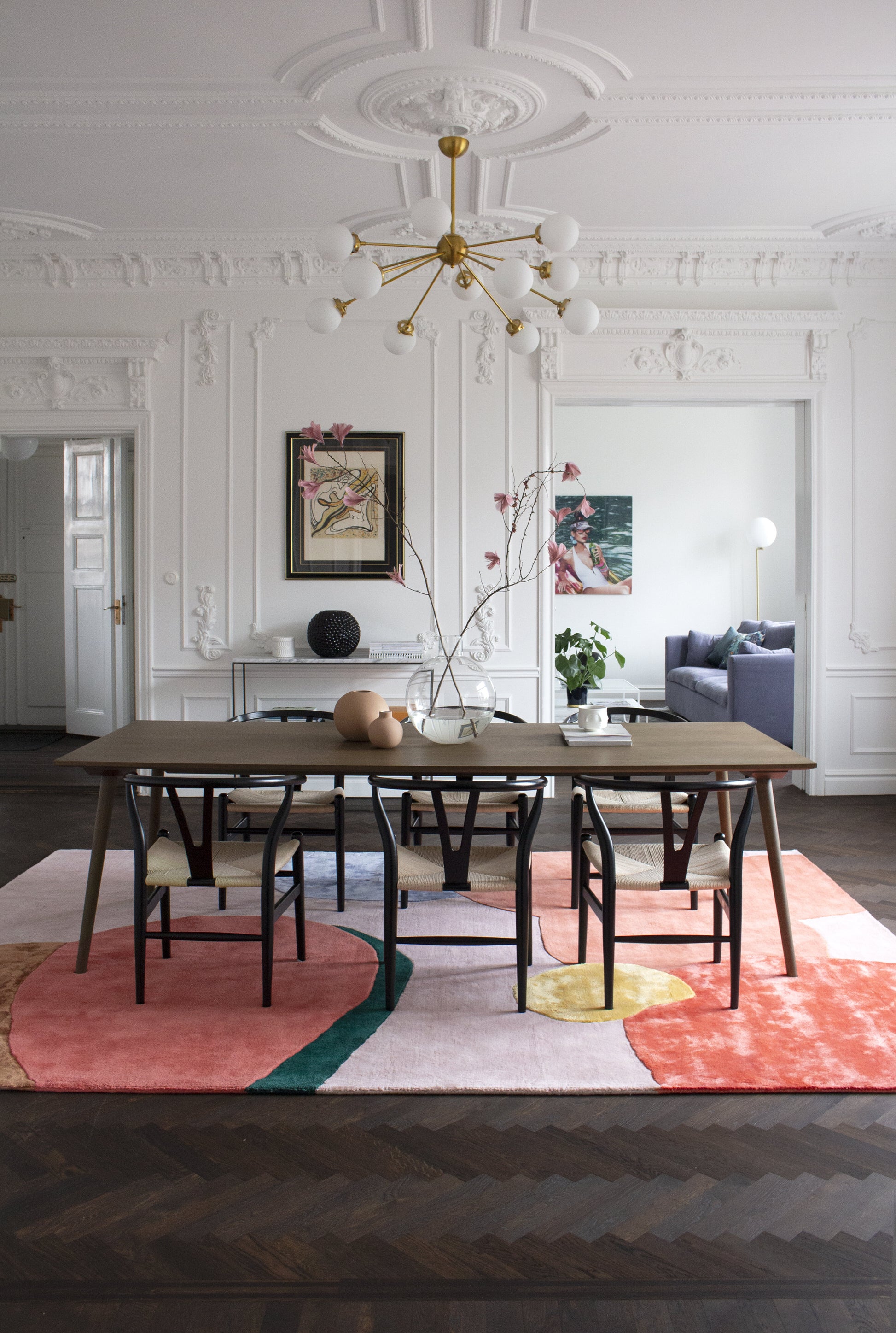 Tapis rectangulaire en laine tufté rose 160x230cm Flower - Layered — 389577.jpg
