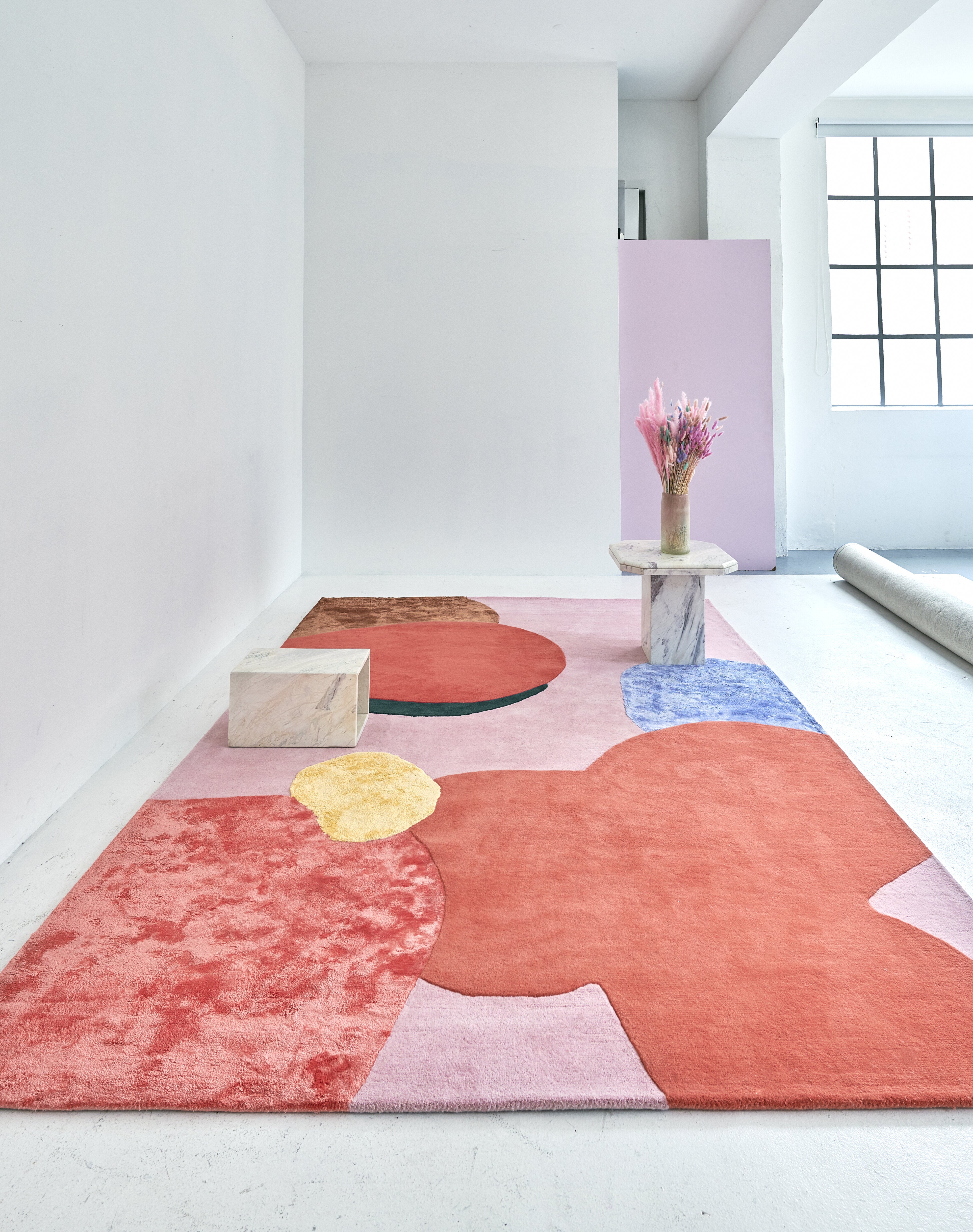 Tapis rectangulaire en laine tufté rose 160x230cm Flower - Layered — 389582.jpg