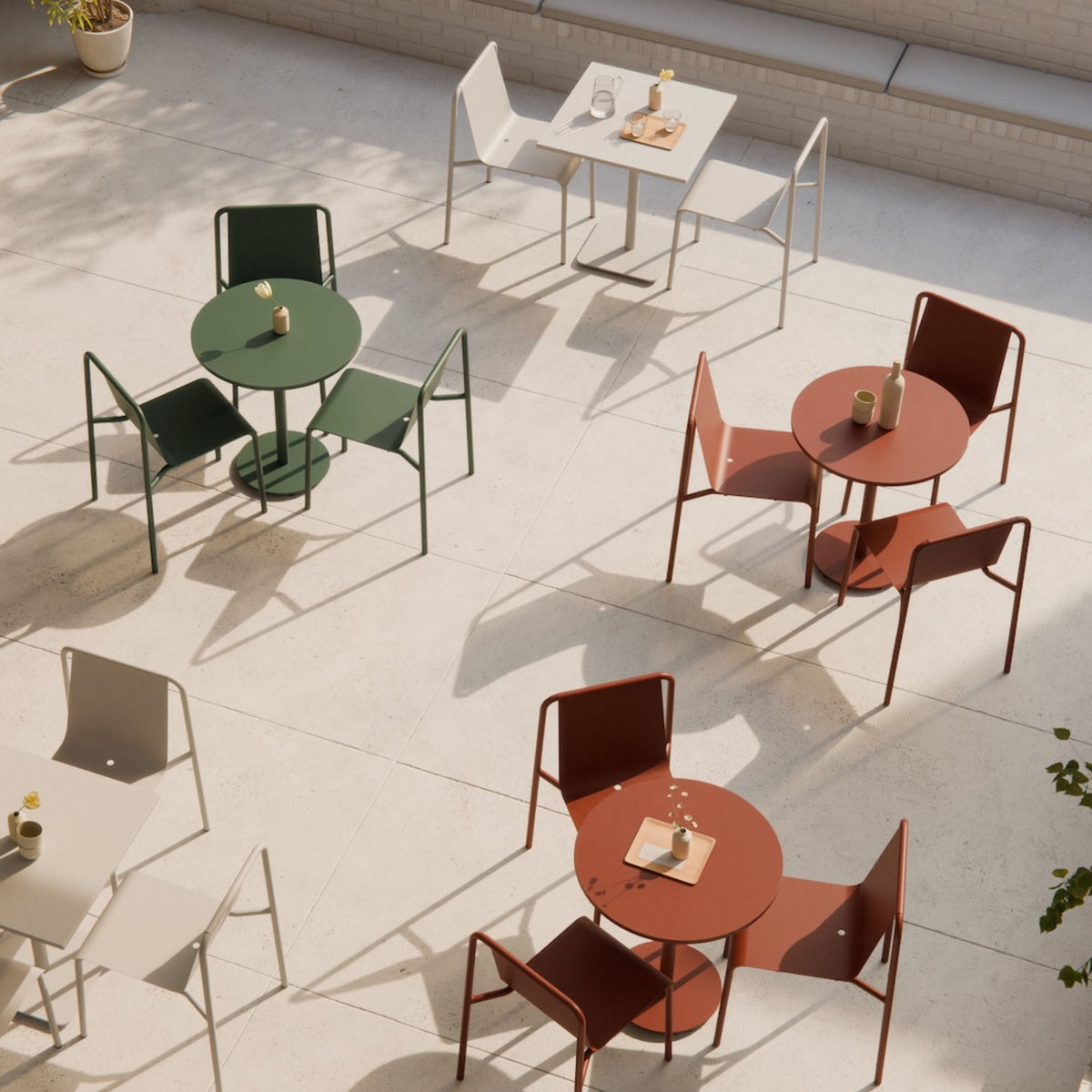 Forest green powder-coated steel square outdoor table 70x70cm Moka - TIPTOE - The Cool Republic