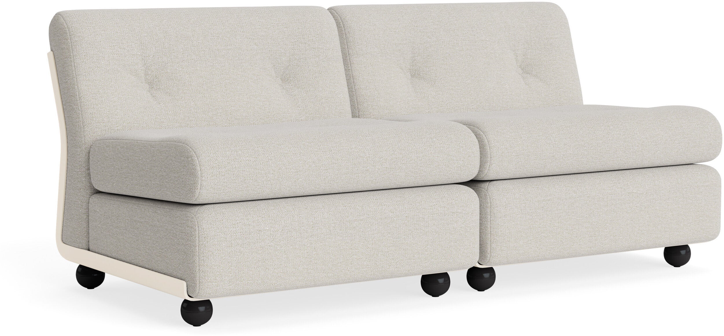 Canapé 2 places coque blanc crème et tissu gris beige Amanta - HAY — 393237.jpg