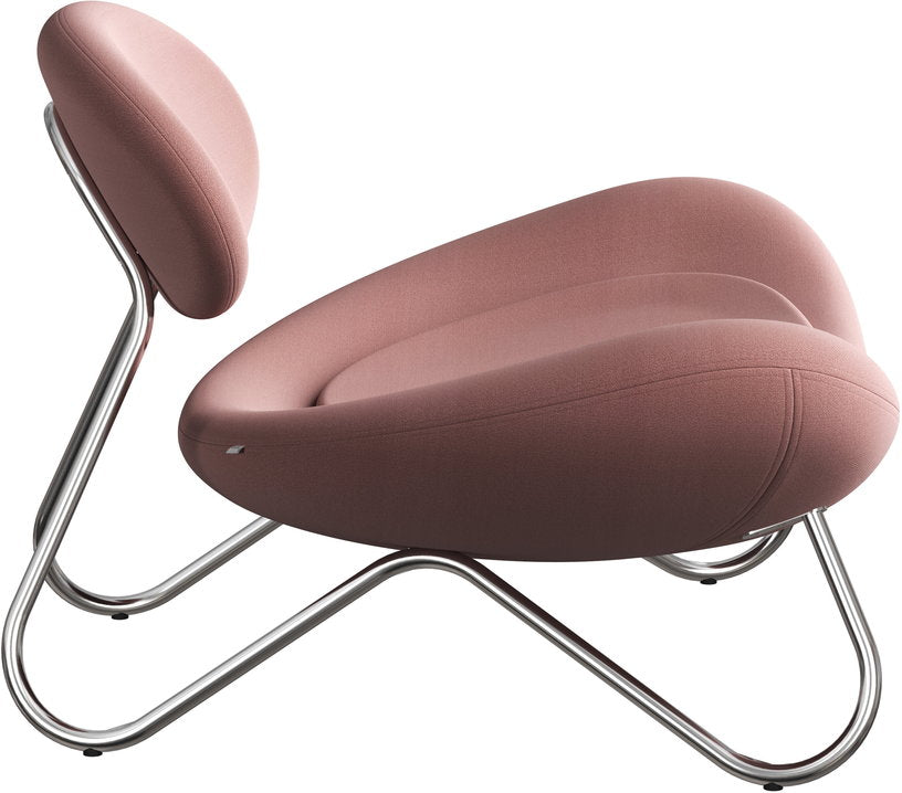 fauteuil-en-tissu-rose-et-acier-chrome-meadow-woud-3