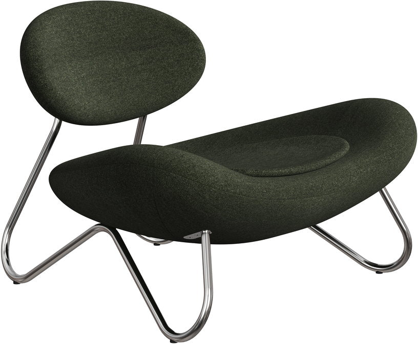 fauteuil-en-tissu-vert-fonce-et-acier-chrome-meadow-woud-1