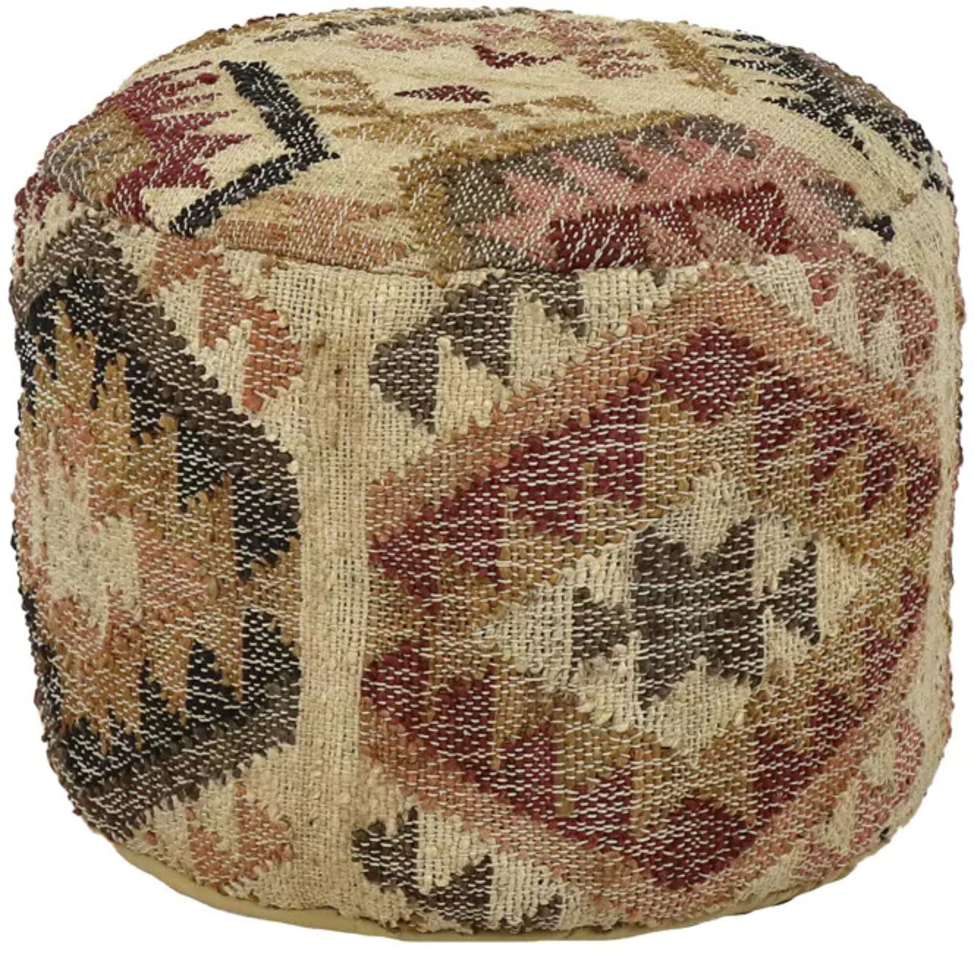 Pouf en coton et chanvre multicolore 50x35cm Isis - Pomax — 395084.jpg