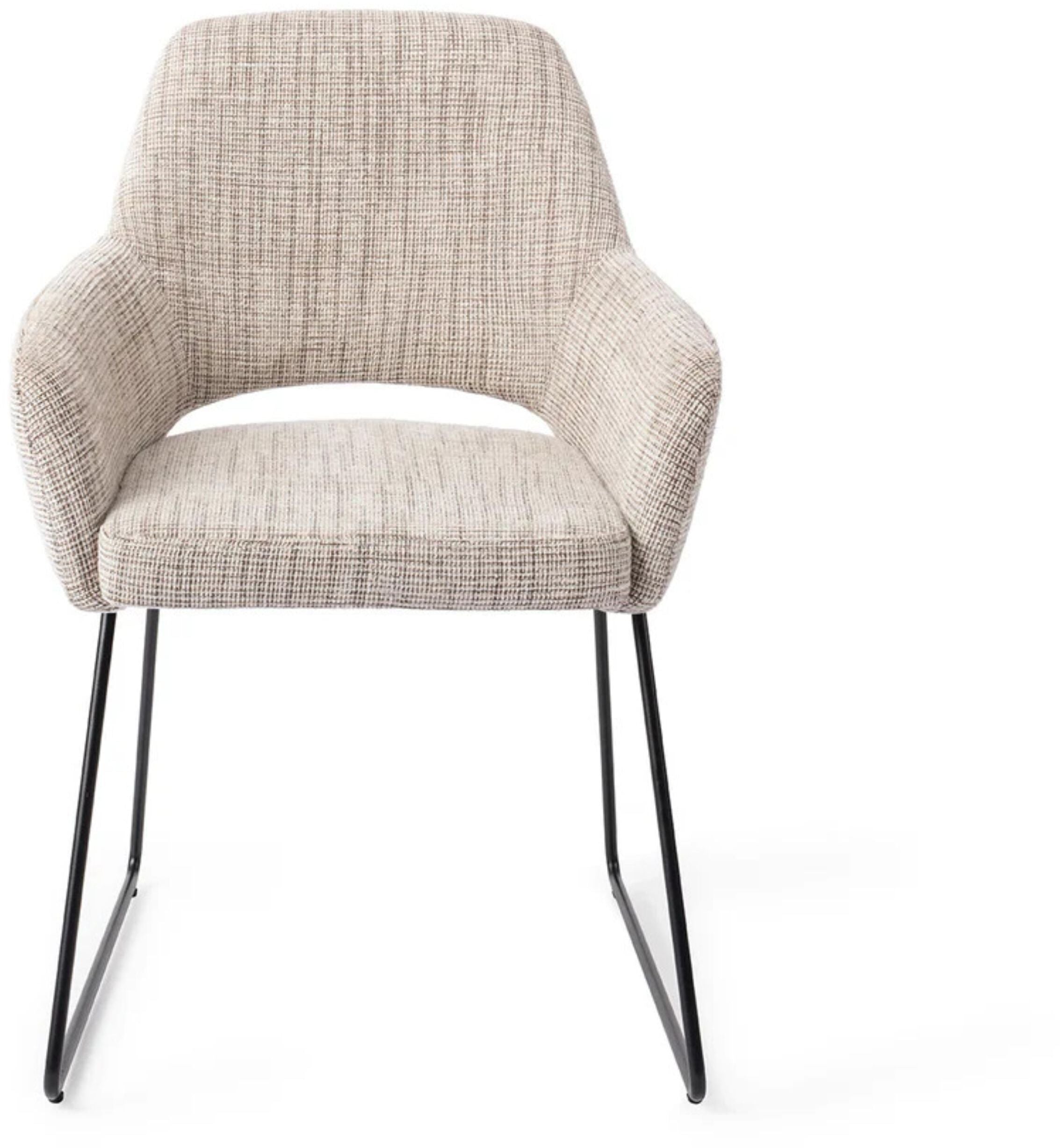 Chaise en tissu caramel grid avec pieds élégants en métal noir Yanai - Jesper Home — 396855.jpg