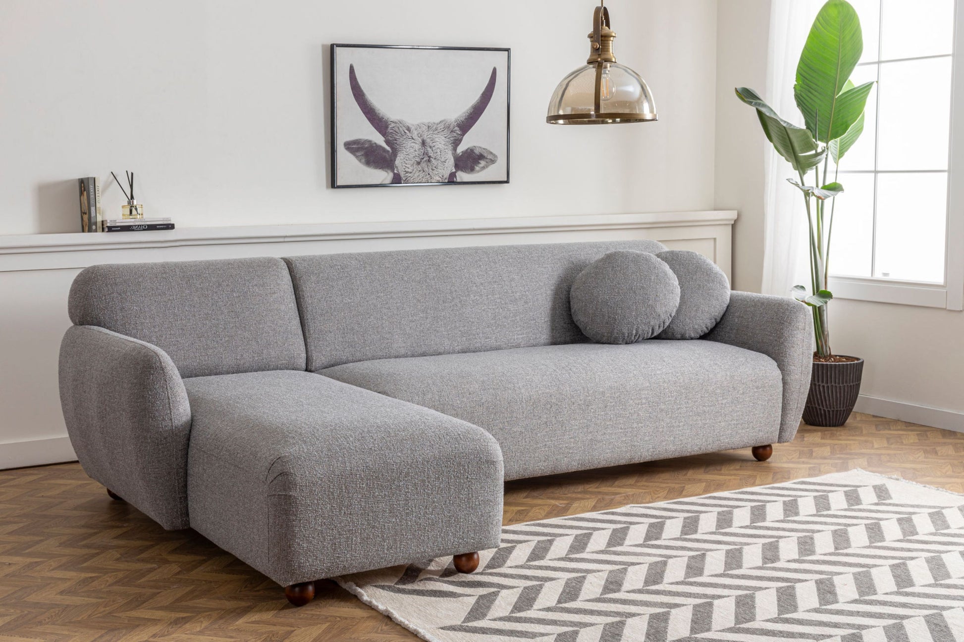 Canapé d'angle gauche en tissu gris chiné 273x93x86cm Eddy - Home Design — 398956.jpg