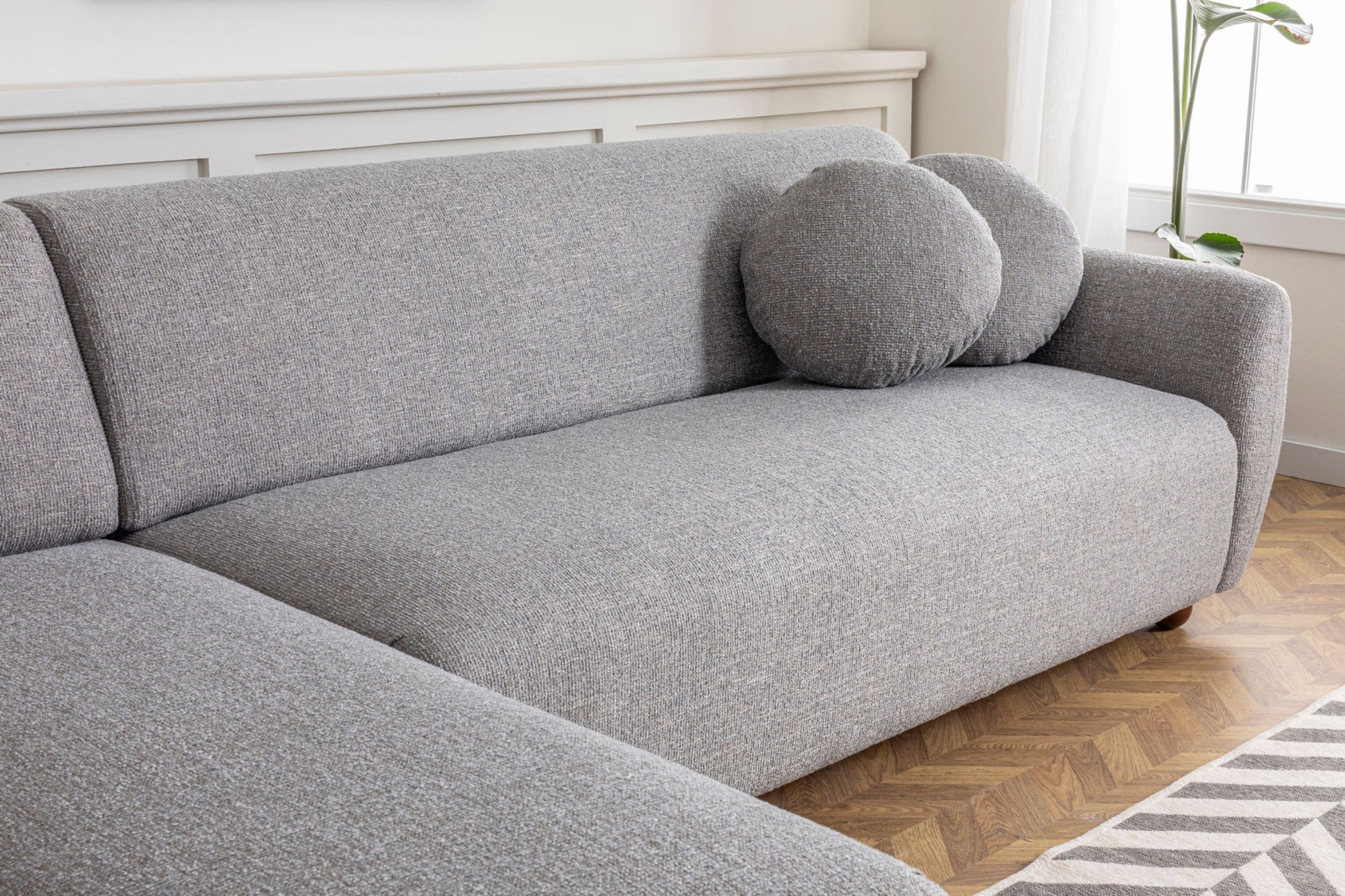 Canapé d'angle gauche en tissu gris chiné 273x93x86cm Eddy - Home Design — 398958.jpg