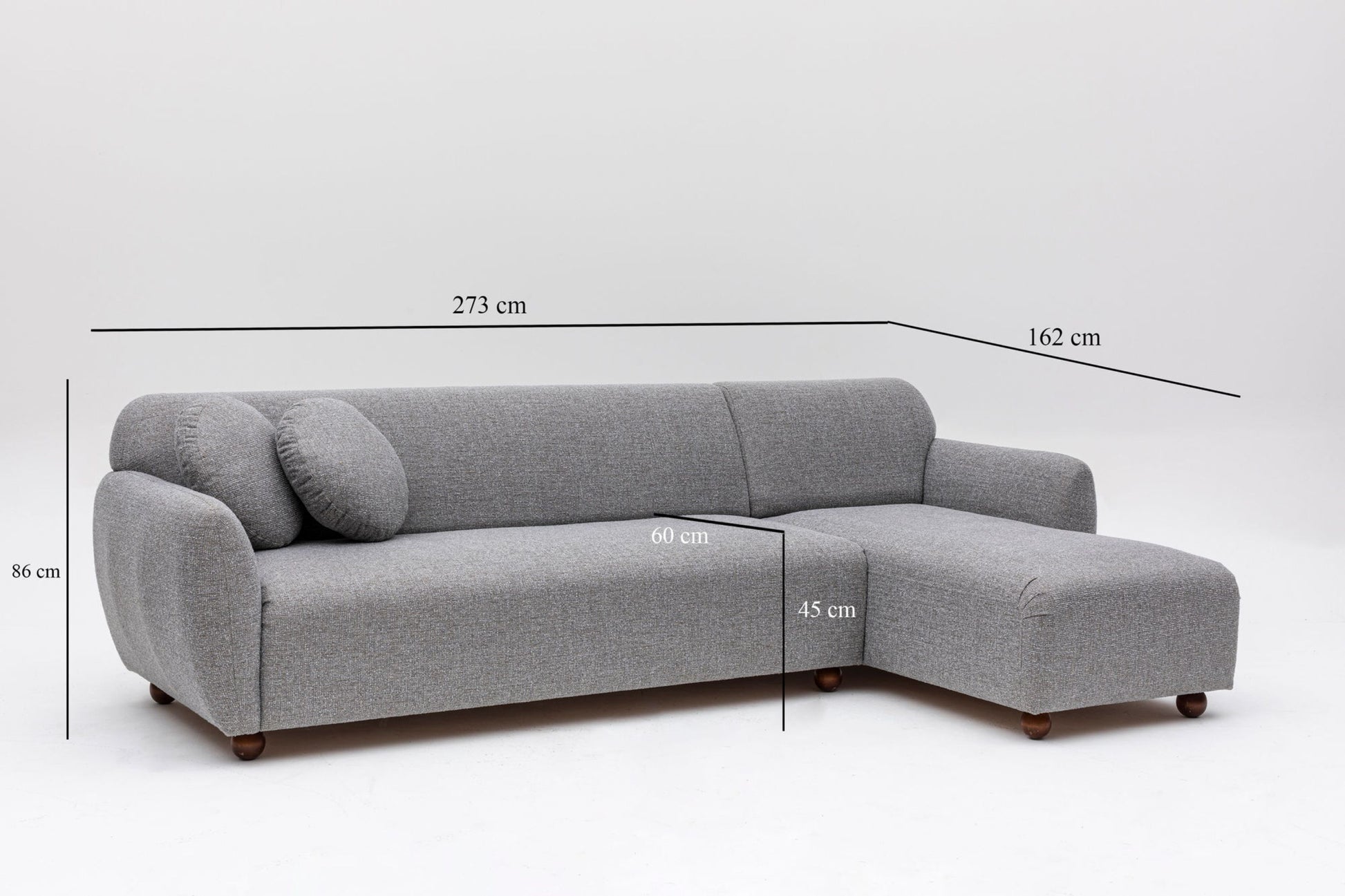 Canapé d'angle droite en tissu gris chiné 273x93x86cm Eddy - Home Design — 398978.jpg
