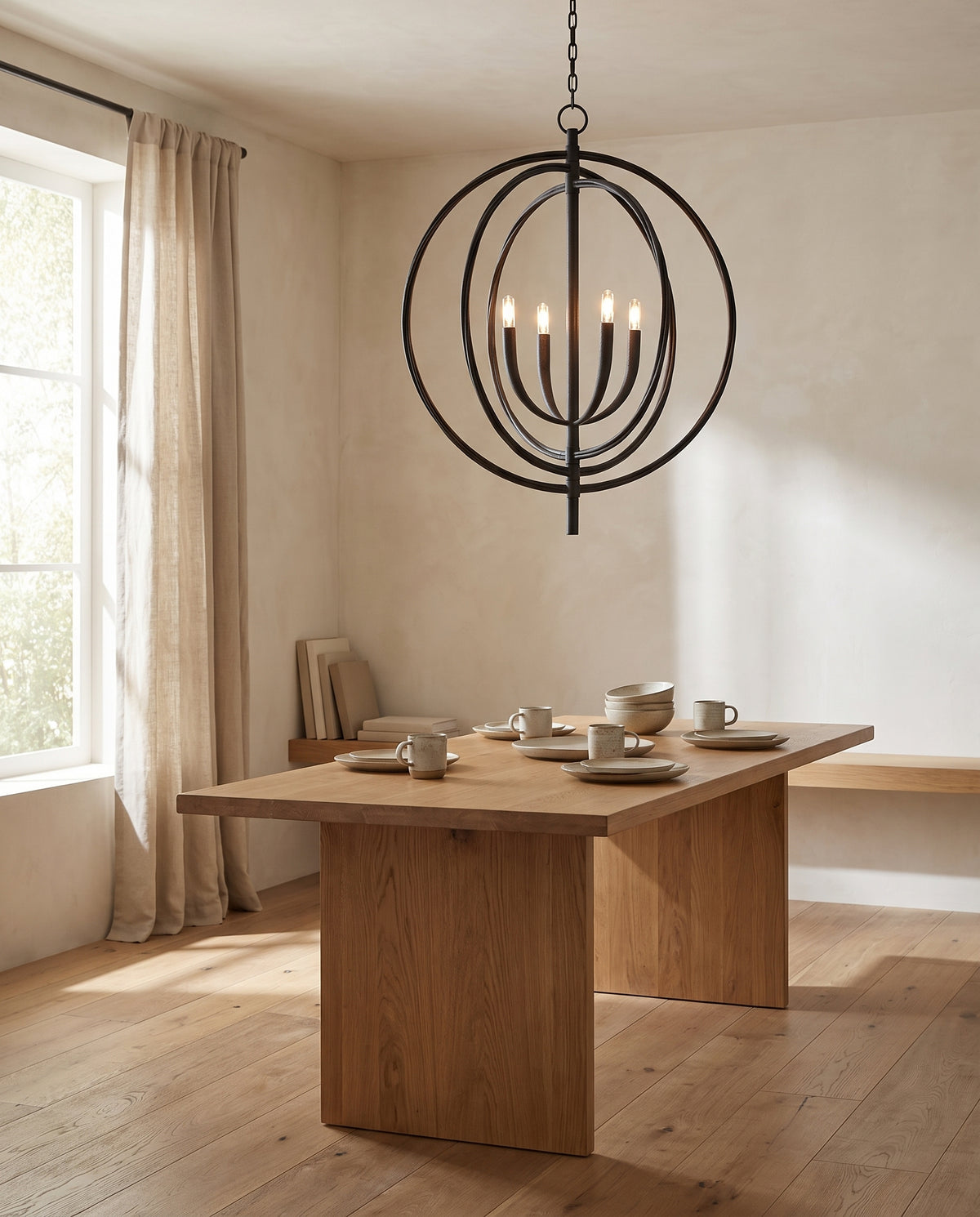 Suspension fer noir 76x95cm Fillea - Troy Lighting en situation