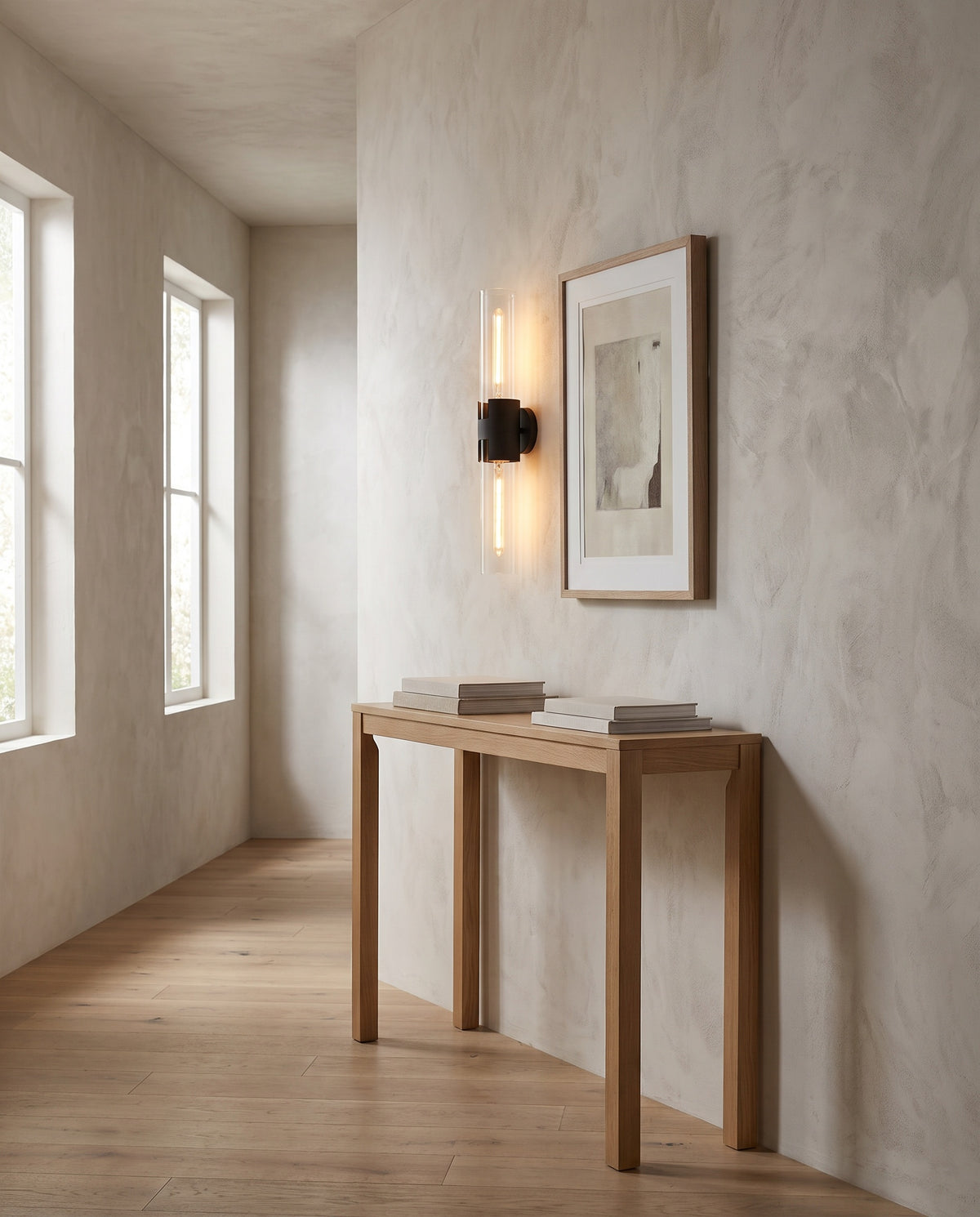 Patinated brass aluminum wall light 12x65cm Amado - Troy Lighting en situation
