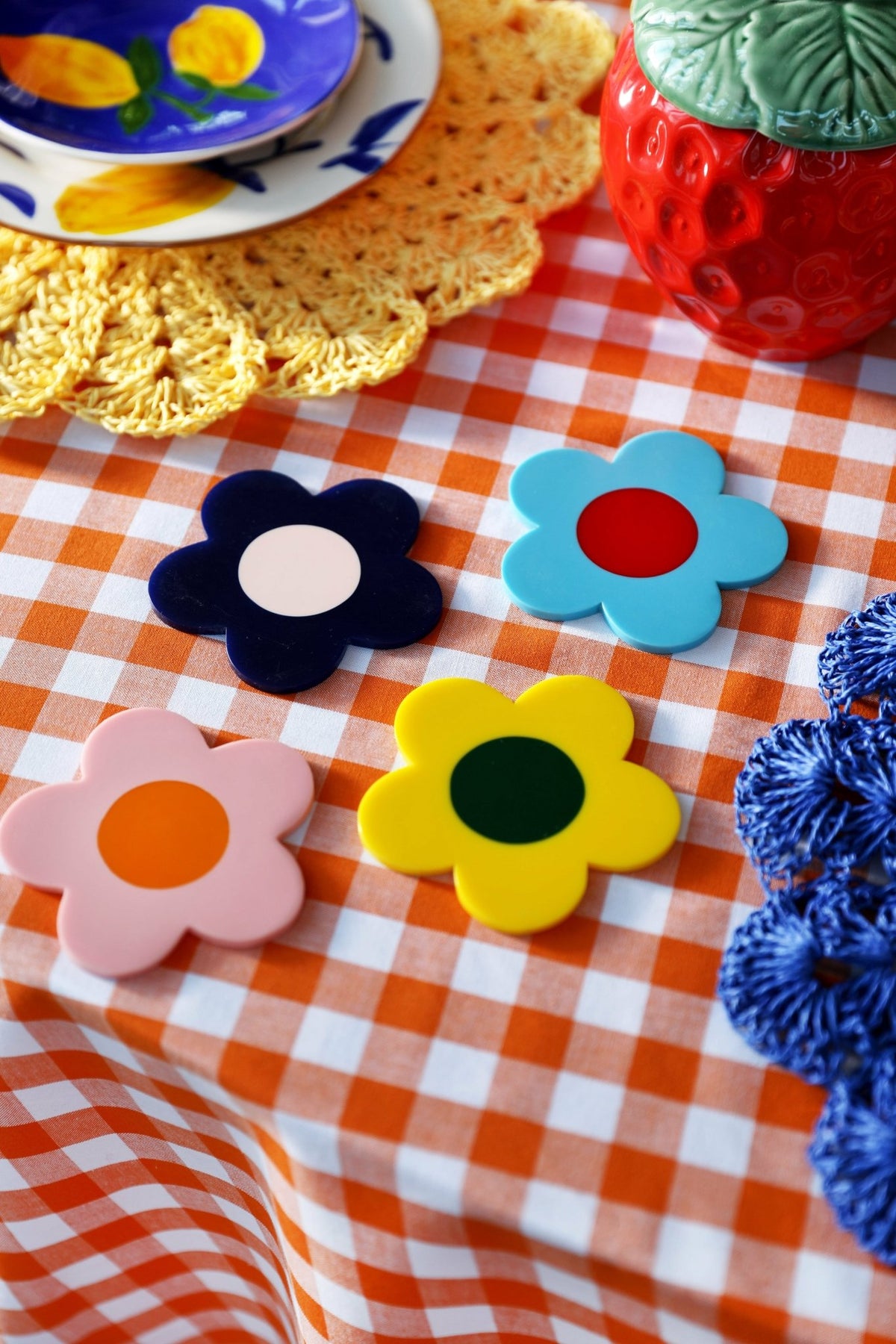 4 assiettes à motifs colorés orange 16 cm - &Klevering - The Cool Republic