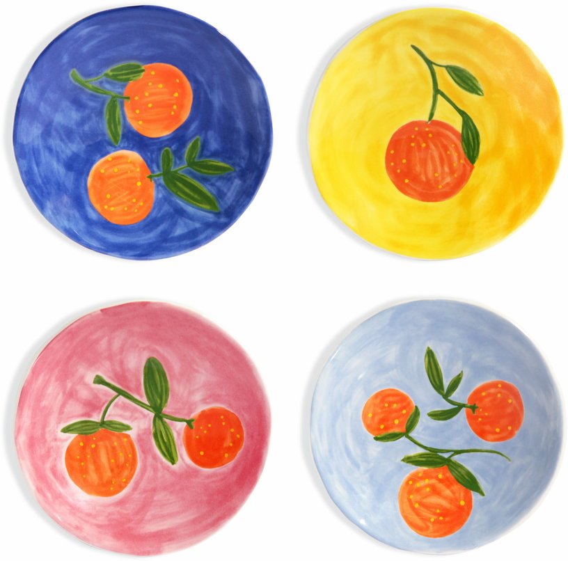 4 assiettes à motifs colorés orange 16 cm - &Klevering - The Cool Republic