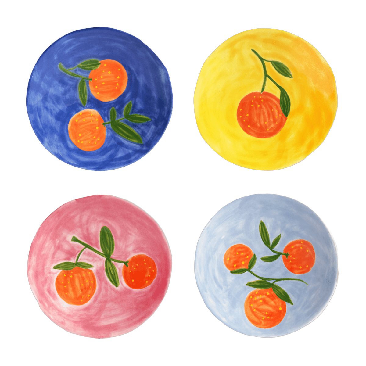 4 assiettes à motifs colorés orange 16 cm - &Klevering - The Cool Republic
