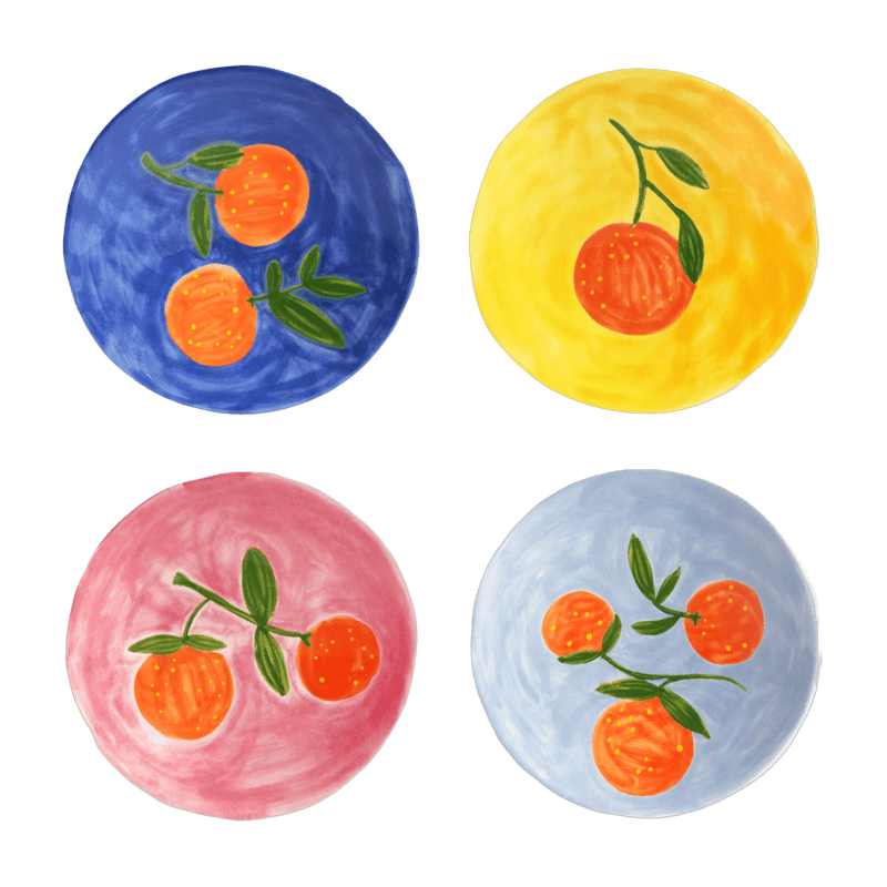 4 assiettes à motifs colorés orange 16 cm - &Klevering - The Cool Republic