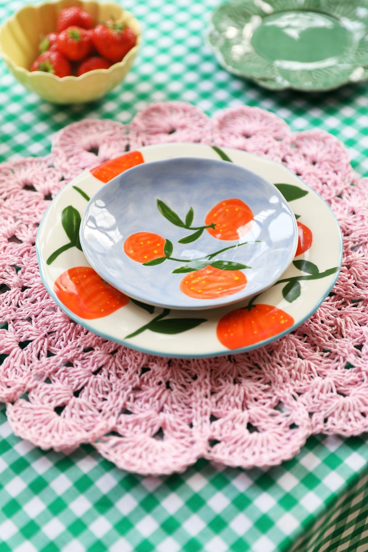 4 assiettes à motifs orange 22 cm Orange Twig - &Klevering - The Cool Republic