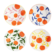 4 assiettes à motifs orange 22 cm Orange Twig - &Klevering - The Cool Republic