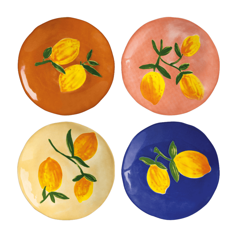 4 Assiettes colorées motifs citrons - &Klevering - The Cool Republic
