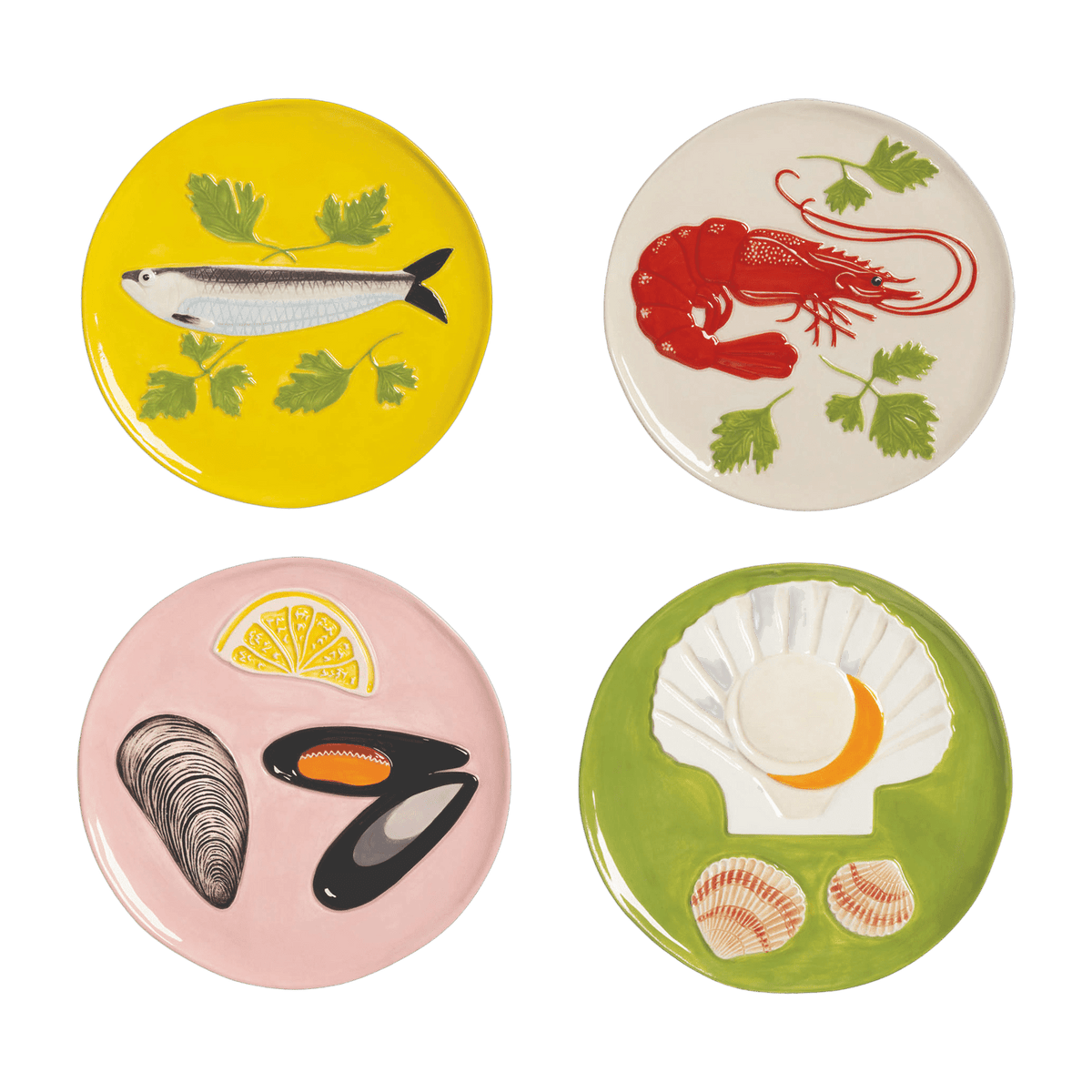 4 Assiettes en dolomite colorées De la mer - &Klevering - The Cool Republic