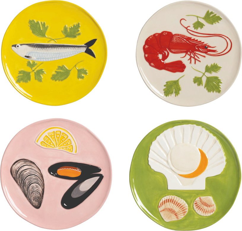 4 Assiettes en dolomite colorées De la mer - &Klevering - The Cool Republic