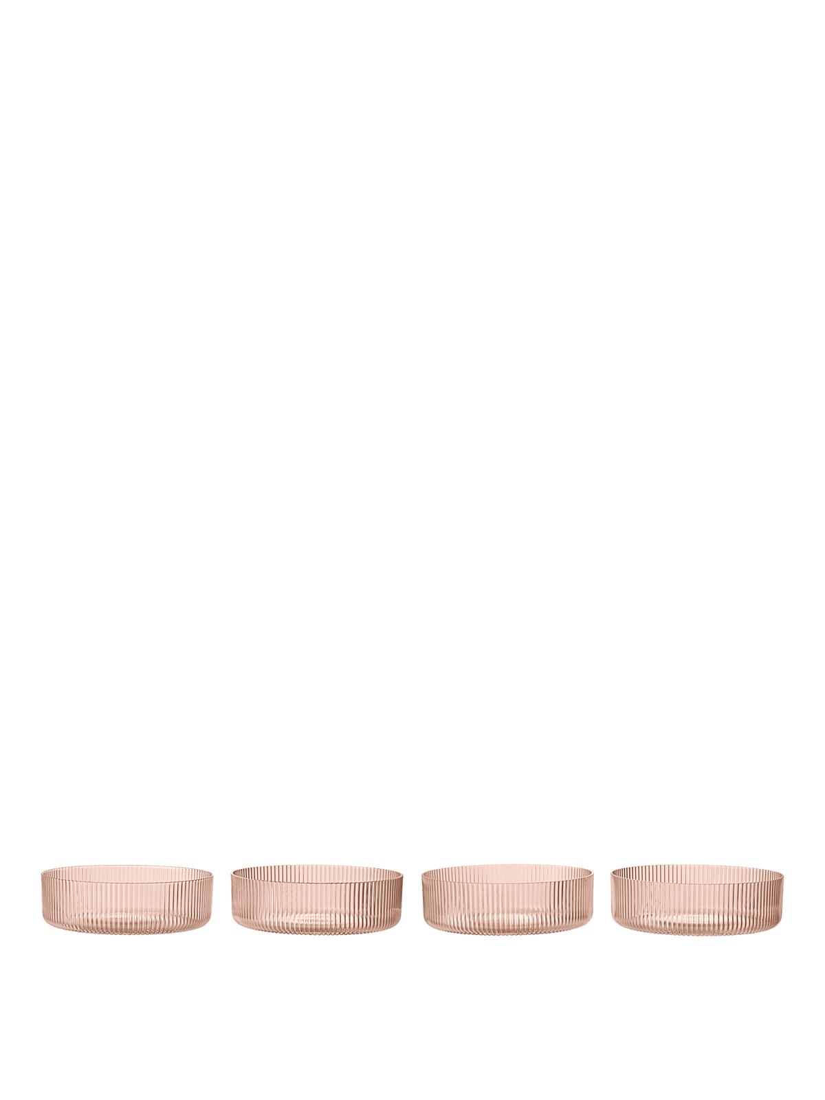 4 Bols de service ronds en verre soufflé recyclé rose 12,2 x 3,5 cm Ripple - Ferm Living - The Cool Republic