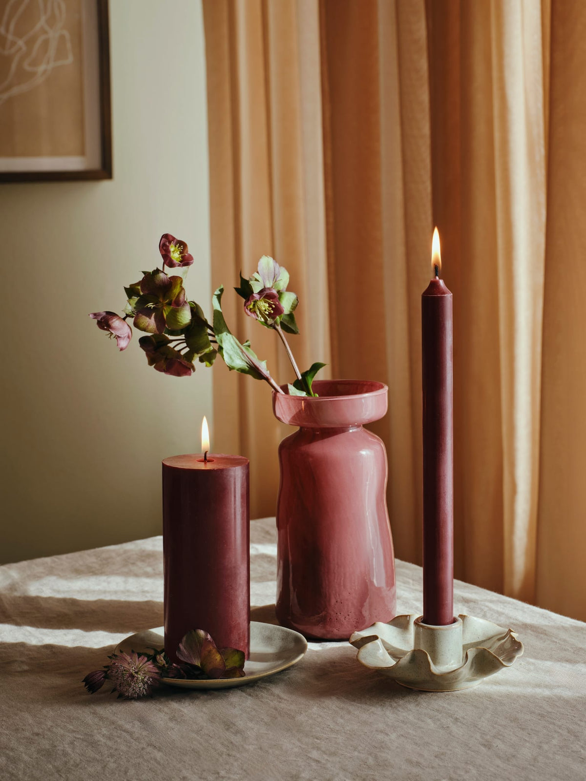 4 Bougies en cire bordeaux 28cm Eco Taper - Broste Copenhagen — vue 2