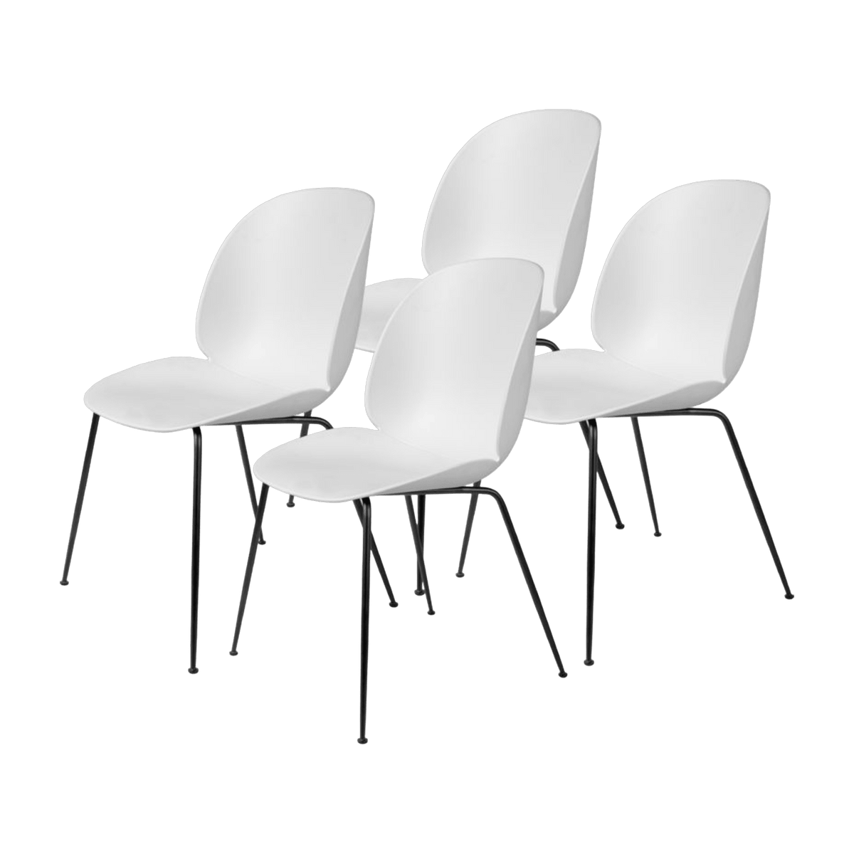 4 Chaises blanc Albâtre et piètement métal noir mat Beetle - Gubi - The Cool Republic