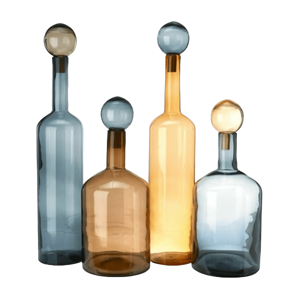 4 grandes bouteilles bleu et marron en verre Bubbles & Bottles - Pols Potten - The Cool Republic