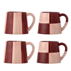 4 Mugs en grès rose 9,5 x 8 cm 280ml Floki - Bloomingville - The Cool Republic
