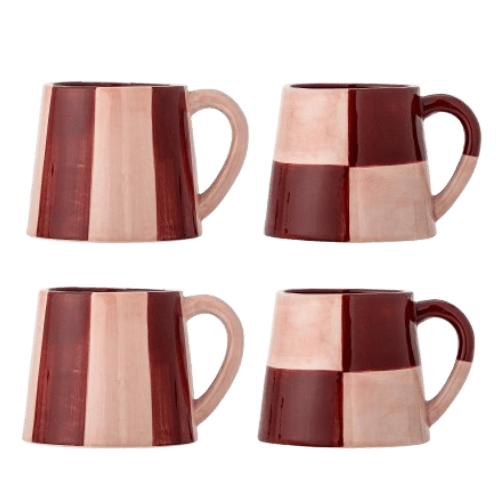 4 Mugs en grès rose 9,5 x 8 cm 280ml Floki - Bloomingville - The Cool Republic