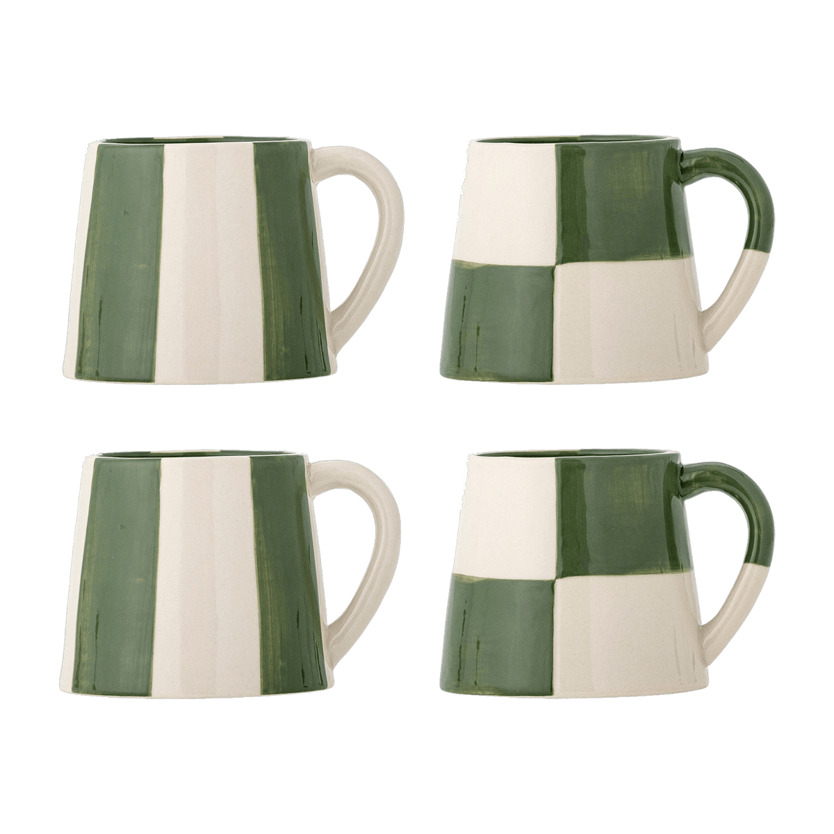 4 Mugs en grès vert 9,5 x 8 cm 280ml Floki - Bloomingville - The Cool Republic