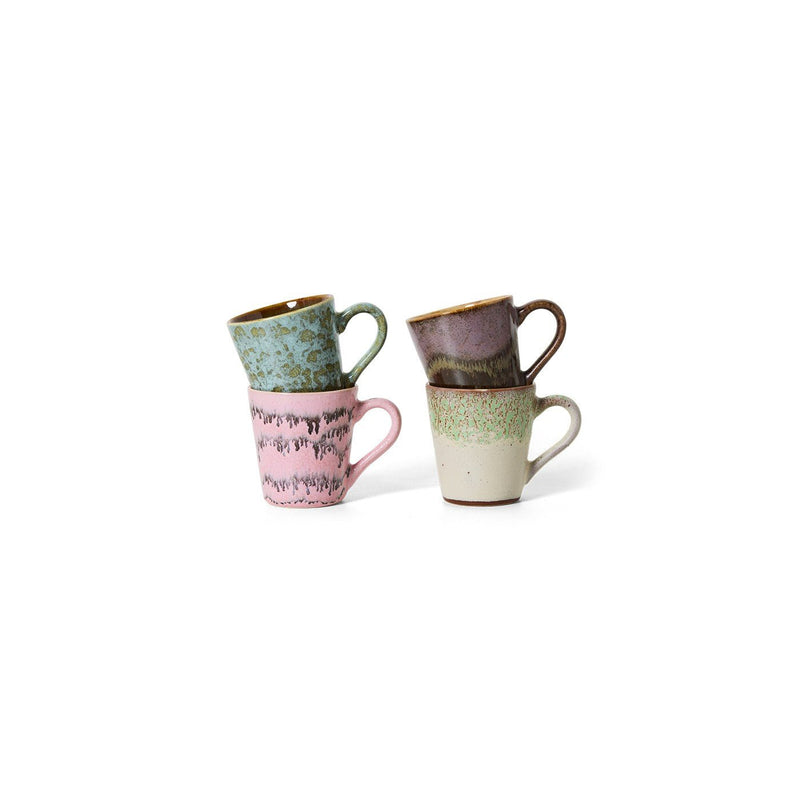 4 tasses à expresso en céramique 8x5,8x6,2cm 70's ceramics - HKliving - The Cool Republic