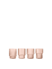 4 Verres à eau en verre soufflé recyclé rose Ripple - Ferm Living - The Cool Republic