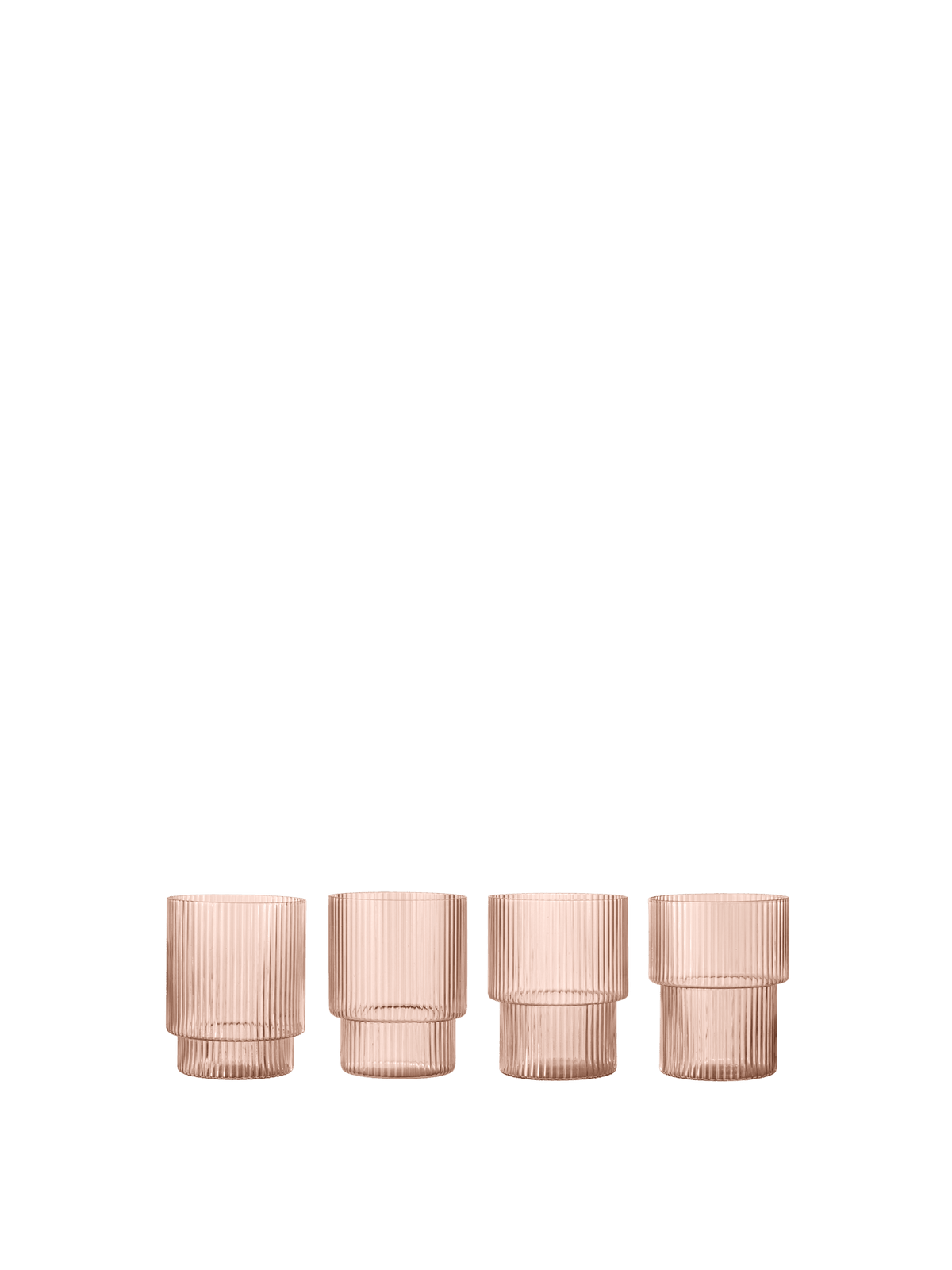 4 Verres à eau en verre soufflé recyclé rose Ripple - Ferm Living - The Cool Republic