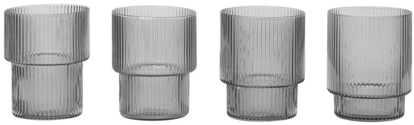 4 Verres à eau gris fumé 20cl Ripple - Ferm Living - The Cool Republic