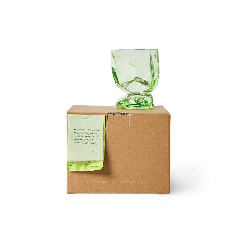 4 Verres à vin en verre vert péridot 230ml Glasses - HKLIVING - The Cool Republic