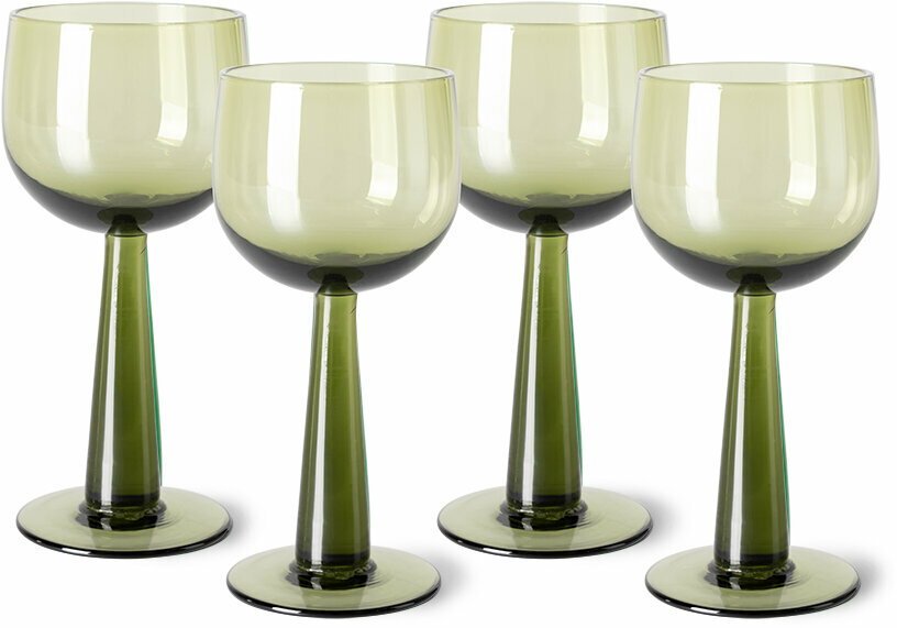 4 verres à vin hauts verts The Emeralds - HKliving - The Cool Republic