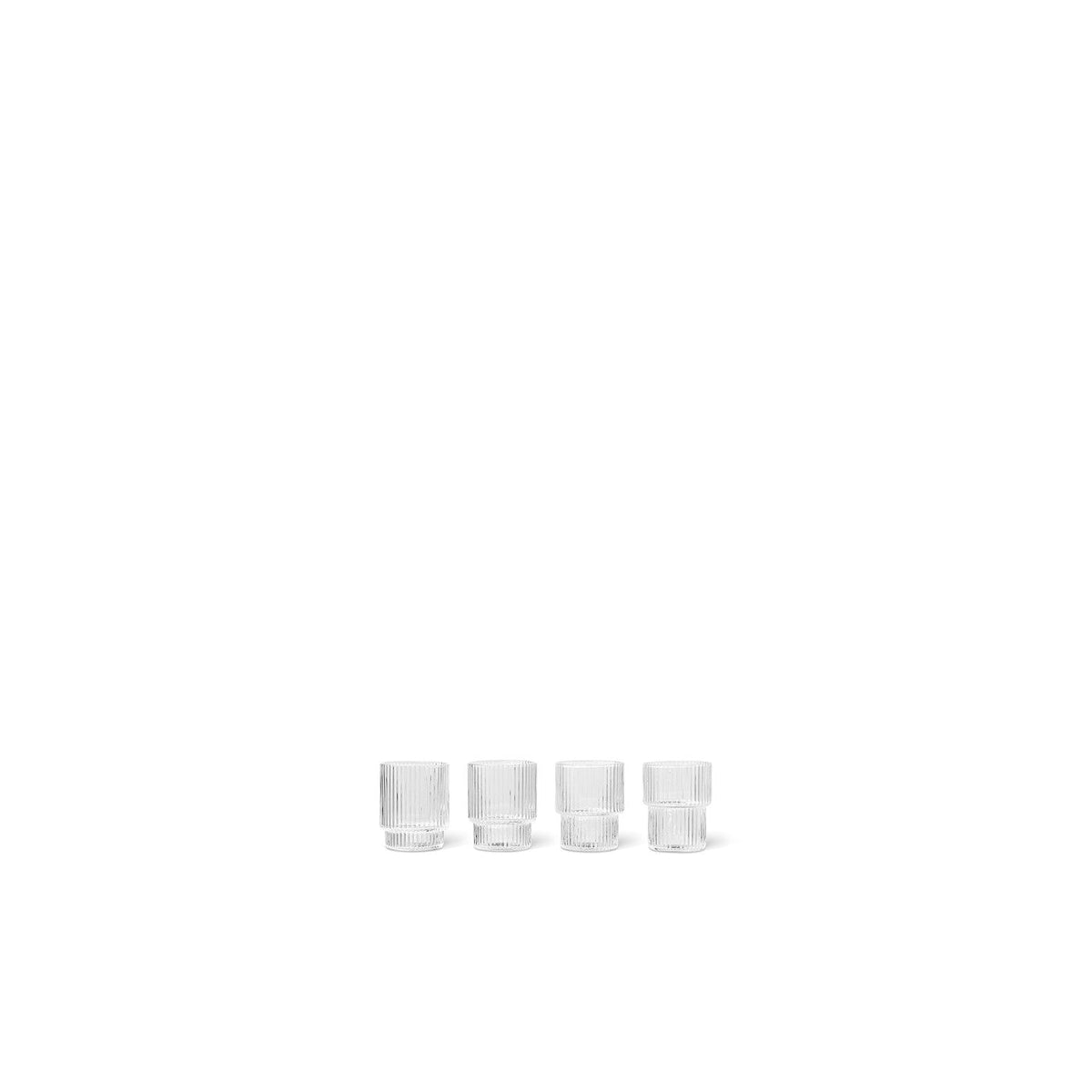 4 Verres en verre transparent 5x6cm 6cl Ripple - Ferm Living - The Cool Republic