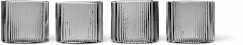 4 verres gris fumé Ripple Low - Ferm Living - The Cool Republic