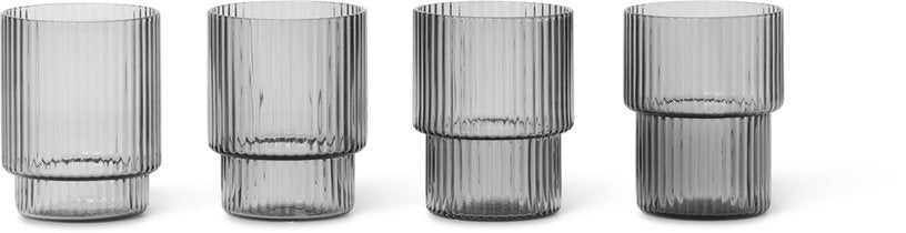 4 Verres Ripple gris fumé 6 cl - Ferm Living - The Cool Republic
