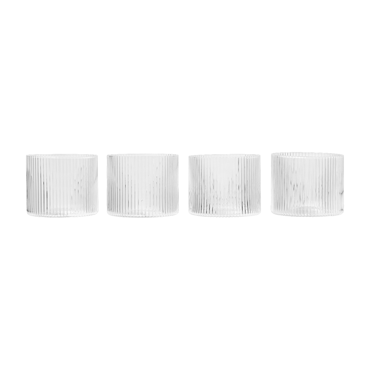 4 verres transparents Ripple Low - Ferm Living - The Cool Republic
