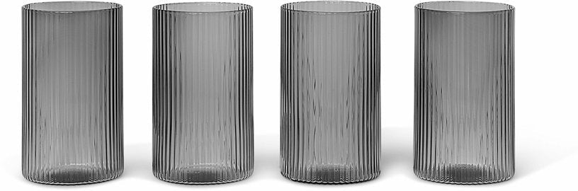 4 Verres XXS style verrine en verre gris fumé Ripple - Ferm living - The Cool Republic