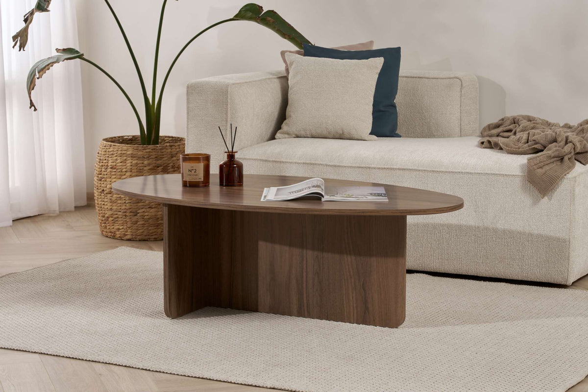 Orba oval coffee table in dark wood, 120x65x40cm - Home Design - The Cool Republic