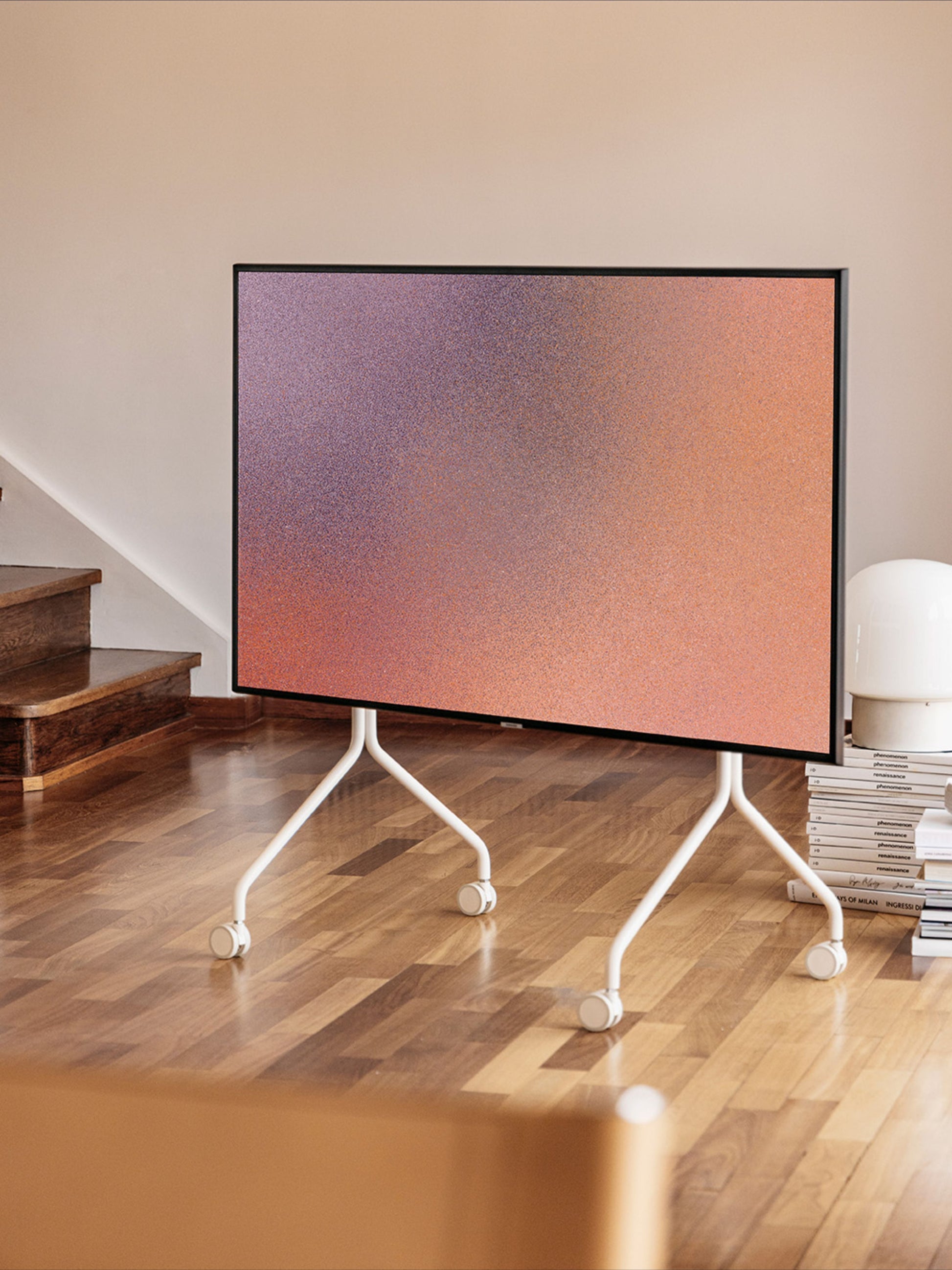Support pour tv en métal blanc pearl 107x78x54 cm Moon Rollin' - Pedestal — 405477.jpg