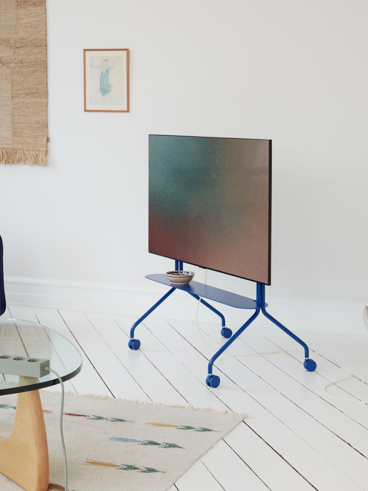 Tablette pour support tv en métal bleu marine 99x18cm Pipe - Pedestal — 405500.jpg