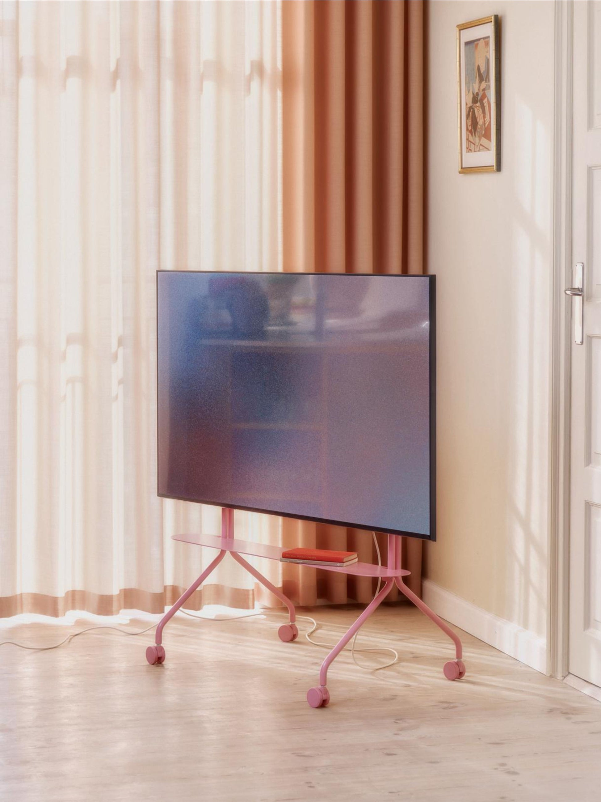 Tablette pour support tv en métal rose 99x18cm Pipe - Pedestal — 405557.jpg