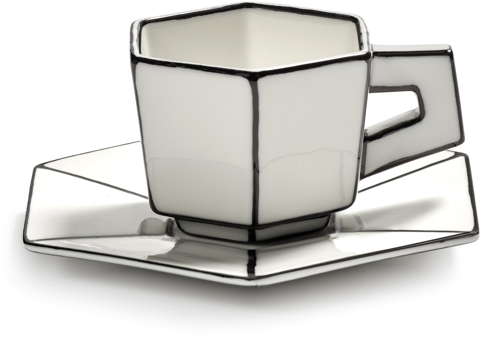 Tasse à espresso avec soucoupe en porcelaine blanc et noir Carte Blanche - SERAX — 405733.jpg