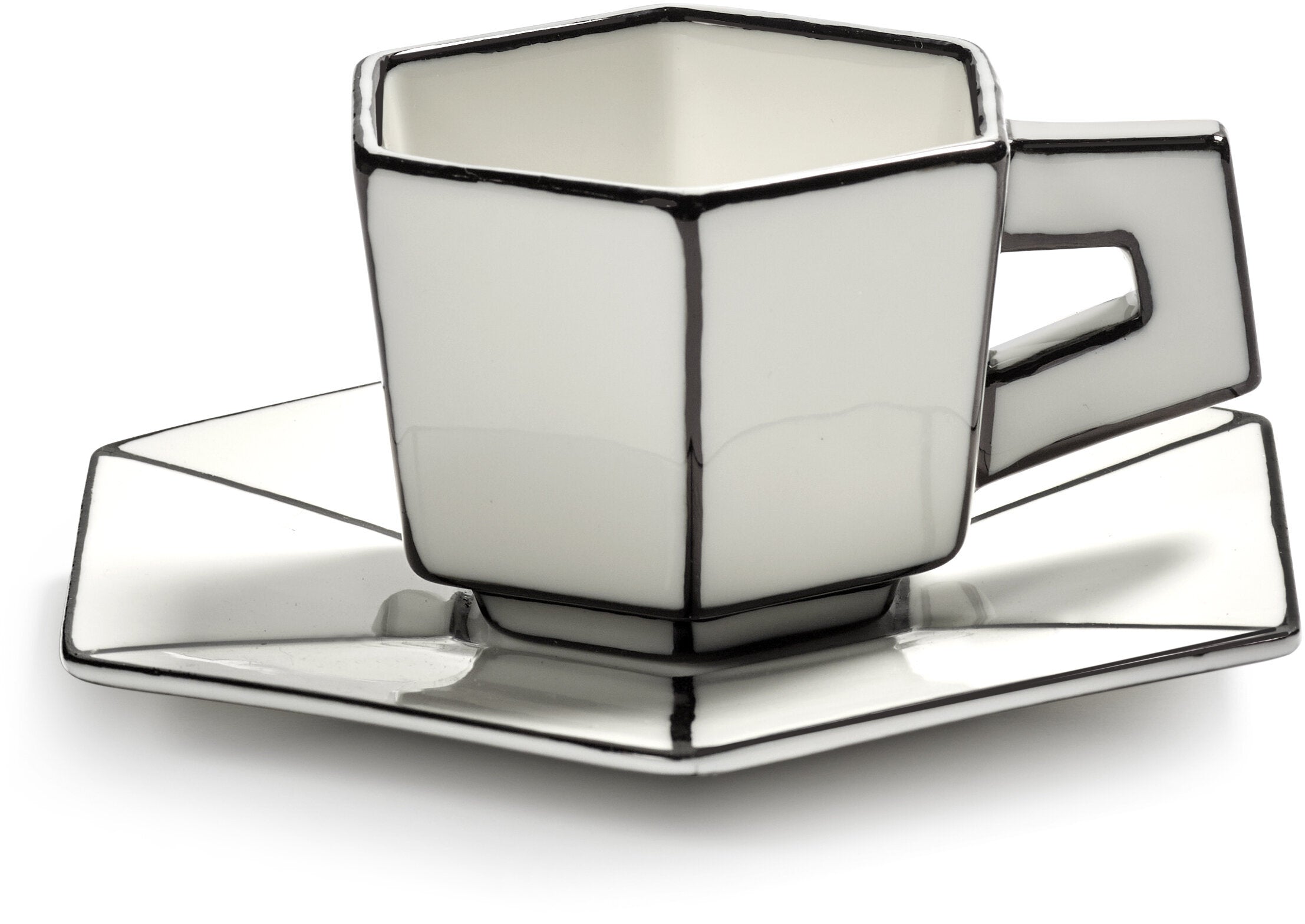 Tasse à espresso avec soucoupe en porcelaine blanc et noir Carte Blanche - SERAX — 405733.jpg