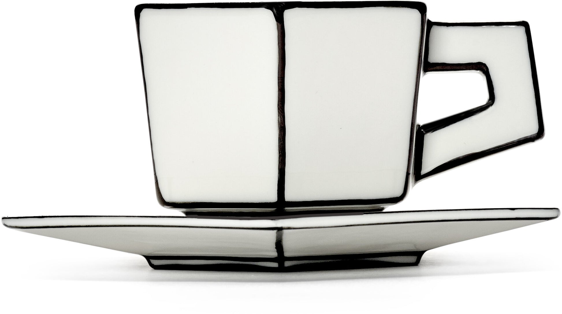 Tasse à espresso avec soucoupe en porcelaine blanc et noir Carte Blanche - SERAX — 405735.jpg