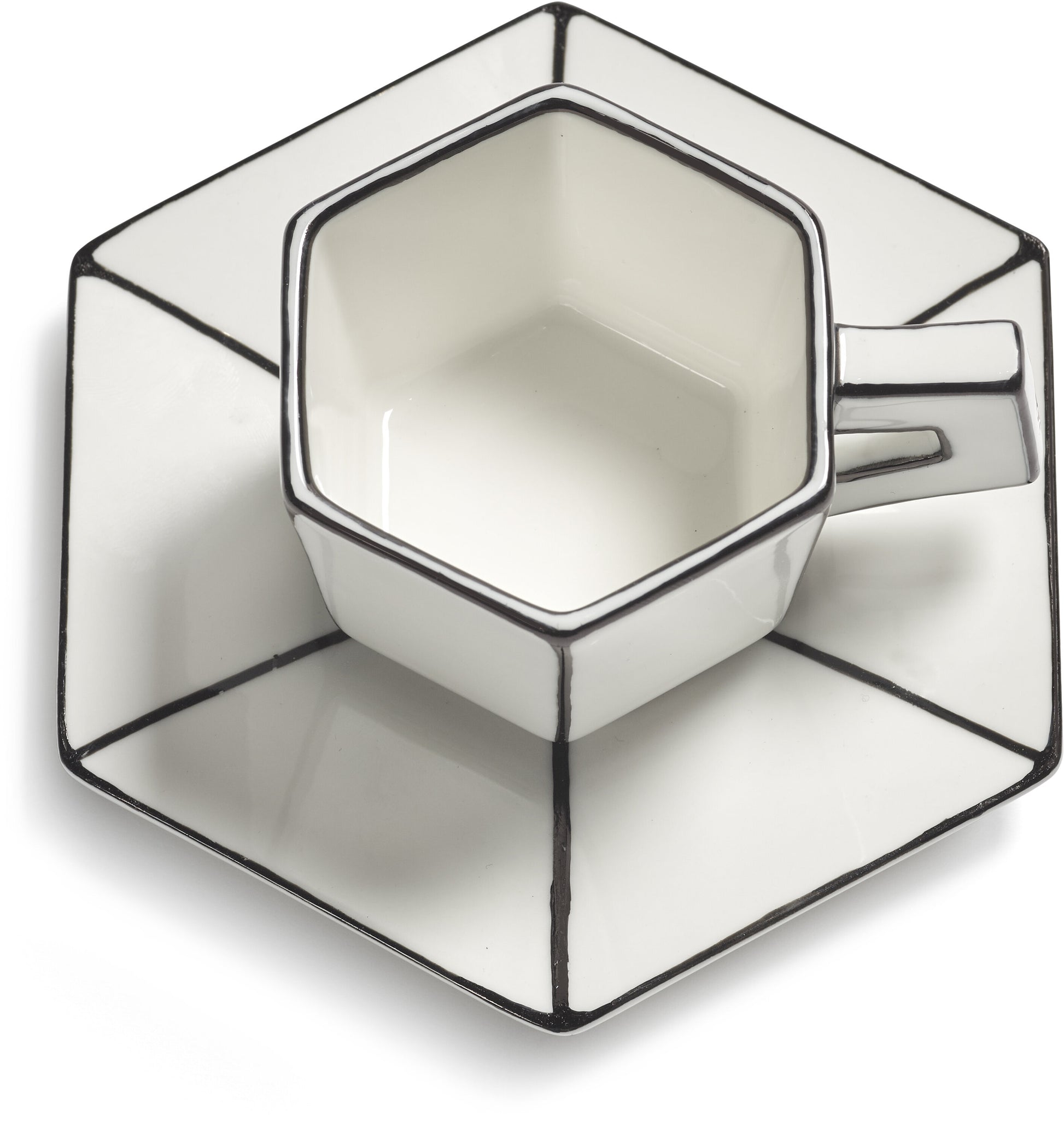 Tasse à espresso avec soucoupe en porcelaine blanc et noir Carte Blanche - SERAX — 405737.jpg